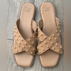 Tan studded sandals